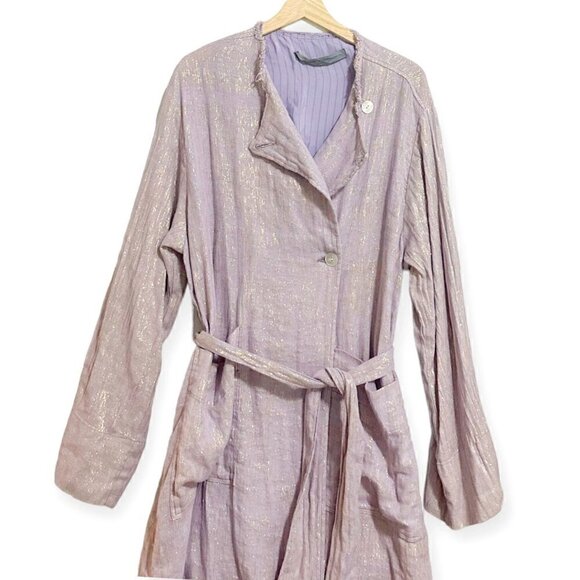 Raquel Allegra Trench Coat in Lilac Metallic, Size 2/M New with tag - Picture 6 of 16